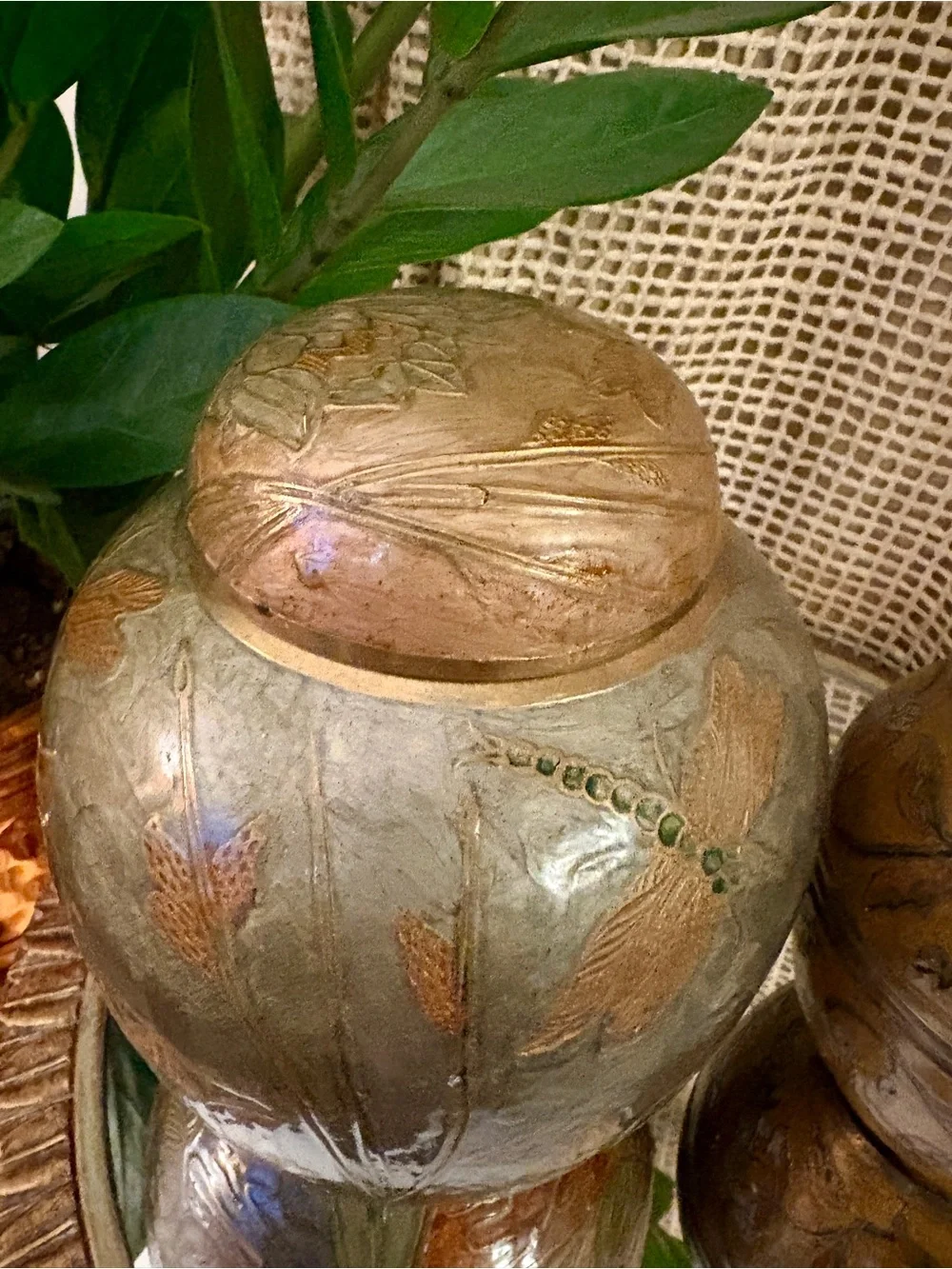 Pair of Vintage Hand-Painted Cloisonné Ginger Jars